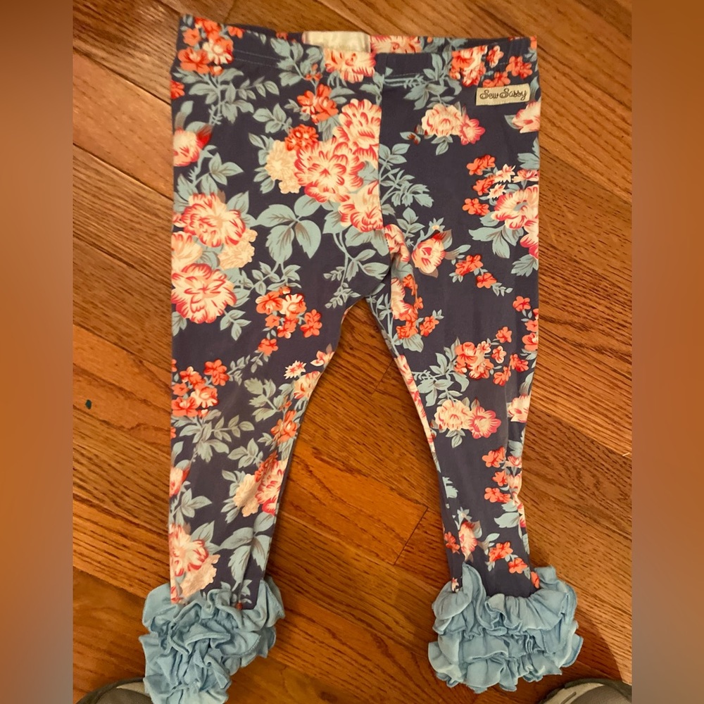 Sew Sassy ruffle floral print leggings 4T